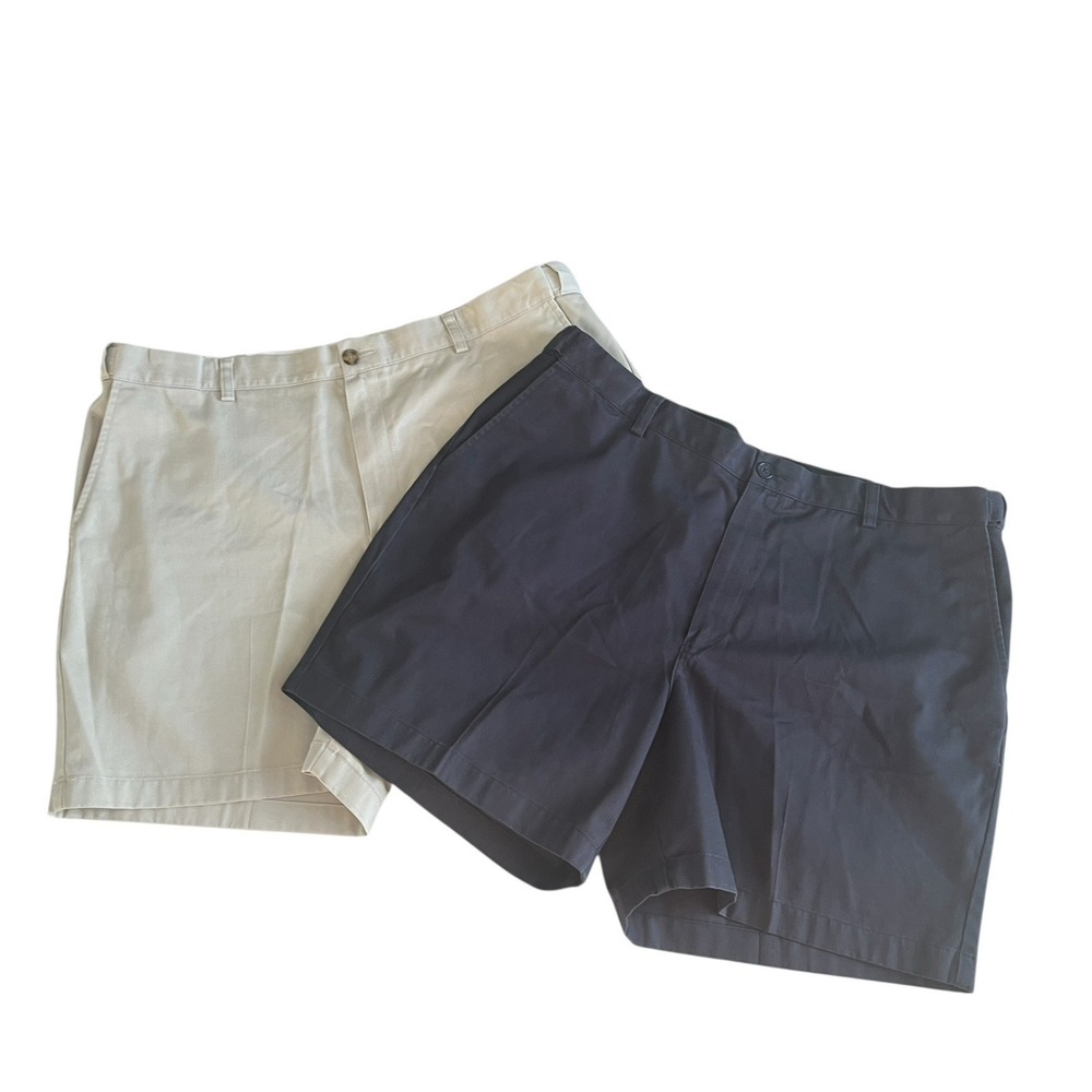 L.L. Bean Men's Size 40 Comfort Waist‎ Shorts, Lot of 2, Chino Blue Ivory Cotton